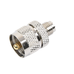 Adaptador en Línea de Conector Mini UHF Hembra a UHF Macho (PL-259), Níquel/ Oro/ Teflón.