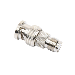 Adaptador en Línea de Conector Mini-UHF Hembra a BNC Macho, Níquel/ Oro/ Teflón.