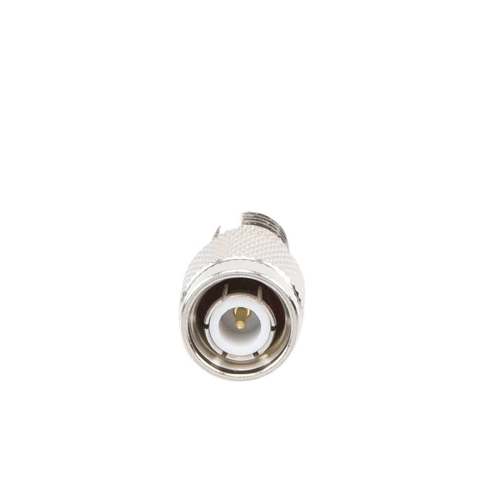 Adaptador en Línea de Conector Mini-UHF Hembra a TNC Macho, Níquel/ Oro/ Teflón.
