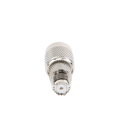 Adaptador en Línea de Conector Mini-UHF Hembra a TNC Macho, Níquel/ Oro/ Teflón.
