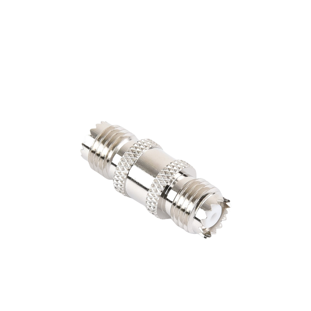 Adaptador Barril en Línea, de Conector Mini-UHF Hembra a Mini-UHF Hembra, Níquel/ Oro/ Teflón.