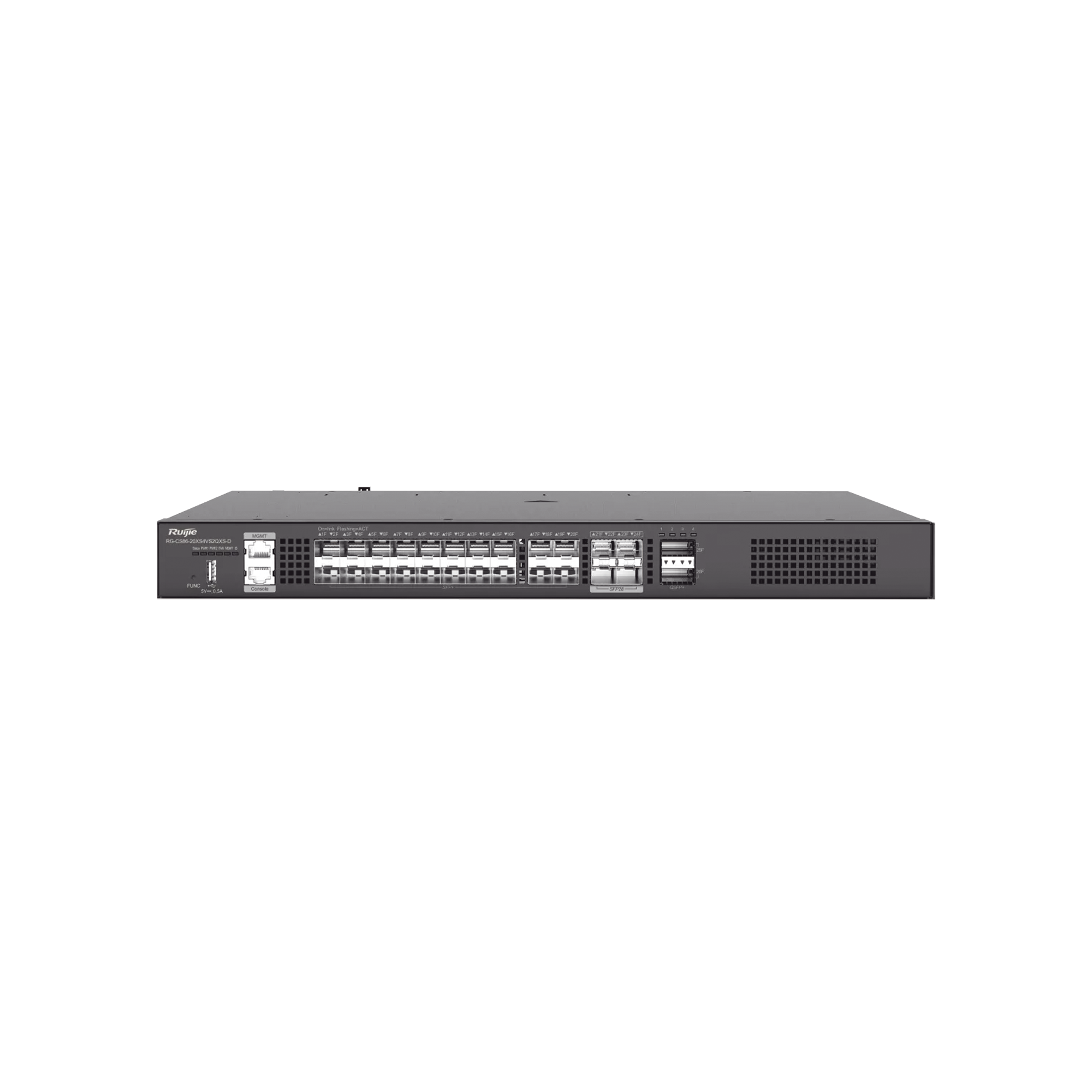 Switch Core Distribuidor para Fibra con 20 Puertos SFP+ (10G), 4 Puertos SFP28 (25G) y 2 Puertos QSFP+ (40G) (No Incluye Fuentes de Poder)
