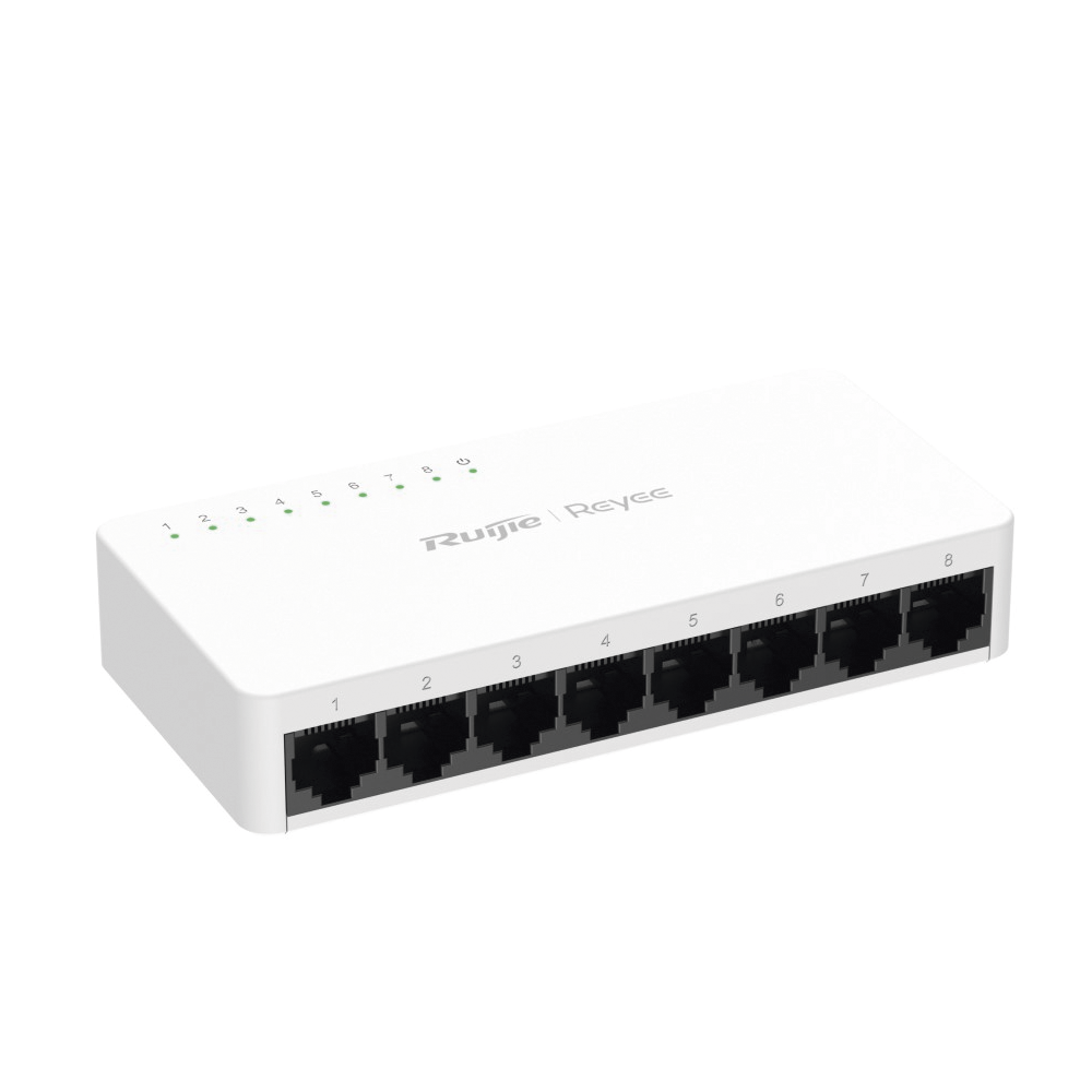 Switch no administrable, Visible en la Topología de la Nube, con 8 puertos 10/100 Mbps