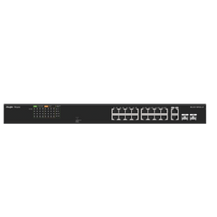 Switch PoE+ 120 Watts, No Administrable Ideal para CCTV, 16 Puertos 10/100, 2 Uplinks Gigabit y 2 SFP, Carcasa Metálica