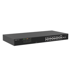 Switch PoE+ 120 Watts, No Administrable Ideal para CCTV, 16 Puertos 10/100, 2 Uplinks Gigabit y 2 SFP, Carcasa Metálica