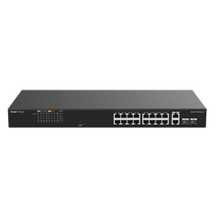 Switch PoE+ 120 Watts, No Administrable Ideal para CCTV, 16 Puertos 10/100, 2 Uplinks Gigabit y 2 SFP, Carcasa Metálica