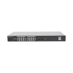 Switch PoE+ No Administrable, Hasta 247 Watts, con 16 Puertos Gigabit PoE+ y 2 Uplinks SFP 1G, Visible en la Topología