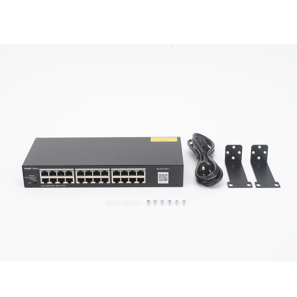 Switch no administrable, con 24 puertos Gigabit, Visible en la Topología