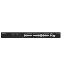 Switch PoE+ no Administrable, hasta 180 Watts Ideal para CCTV, 24 Puertos 10/100 PoE+, 2 Uplinks Gigabit (1 SFP COMBO)