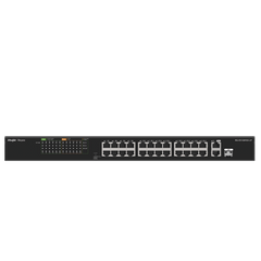 Switch PoE+ no Administrable, hasta 180 Watts Ideal para CCTV, 24 Puertos 10/100 PoE+, 2 Uplinks Gigabit (1 SFP COMBO)