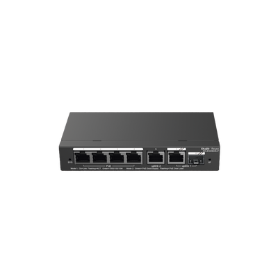 Switch Administrable con 4 puertos Gigabit PoE, 2 Uplink Gigabit y 1 Uplink Gigabit para Fibra SFP en combo, gestión gratuita desde la nube