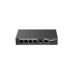 Switch Administrable con 4 puertos Gigabit PoE, 2 Uplink Gigabit y 1 Uplink Gigabit para Fibra SFP en combo, gestión gratuita desde la nube