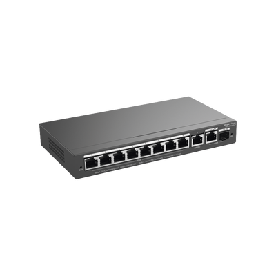 Switch Administrable con 8 puertos Gigabit PoE, 2 Uplinks Gigabit (1 SFP), gestión gratuita desde la nube