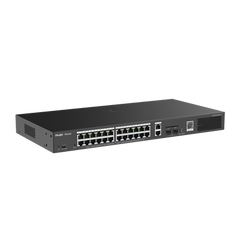 Switch Smart PoE con 24 puertos Gigabit PoE 802.3af/at + 2 SFP para fibra 1Gb, gestión gratuita desde la nube, 370w