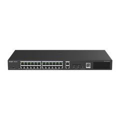 Switch Smart PoE con 24 puertos Gigabit PoE 802.3af/at + 2 SFP para fibra 1Gb, gestión gratuita desde la nube, 370w
