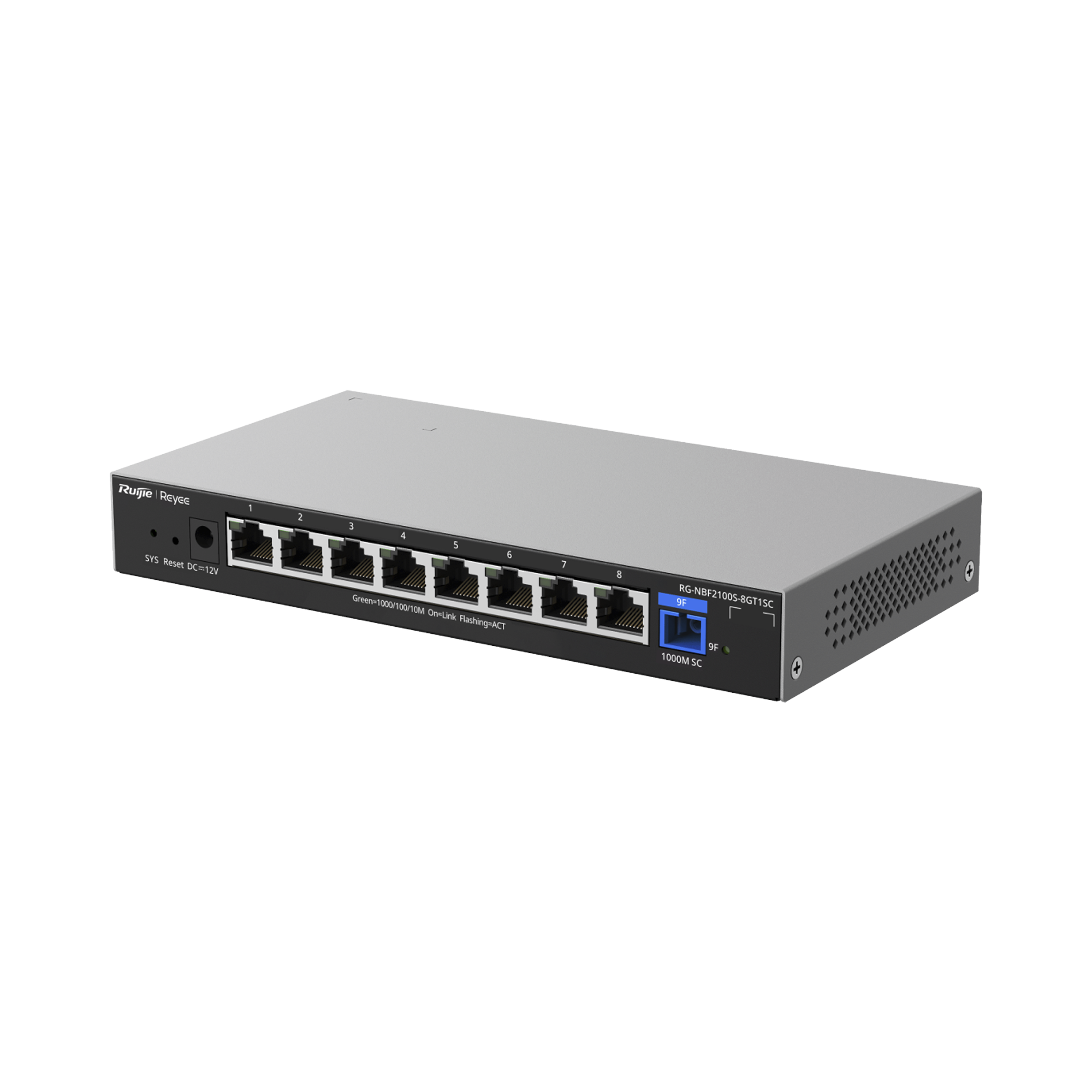 e-Lighten ONU / Switch Hibrido, Capa 2 con un Puerto PON 1G SC/UPC y 8 Puertos Ethernet 1G hasta 100 Clientes