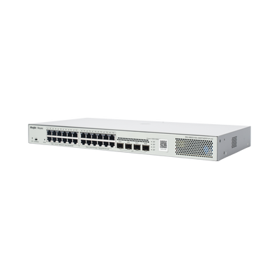 Switch Administrable L2 PoE+ hasta 370W, 24 Puertos Eth 1G, 4 puertos SFP 1G, Administración Remota en la Nube.