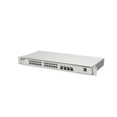 Switch Administrable Capa 2+ Plus, con 24 puertos Gigabit, 4 puertos SFP+ para fibra 10Gb, gestión gratuita desde la nube.