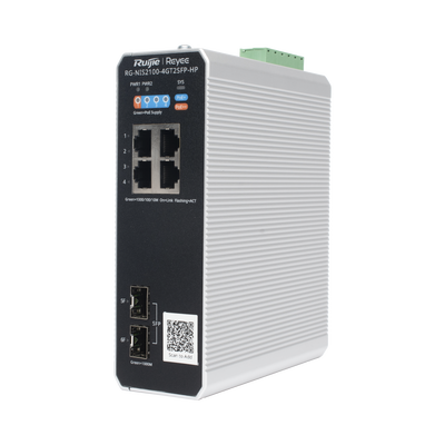 Switch Industrial PoE hasta , Ideal para temperaturas Extremas y protección contra descargas, 1 x PoE++ Port, 3 x PoE+ Ports, and 2 x SFP Uplink Ports
