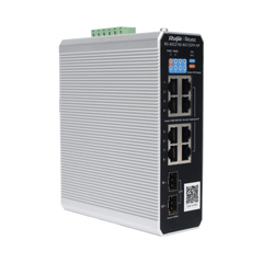 Switch Industrial PoE+ hasta 300 watts , Ideal para temperaturas Extremas y protección contra descargas, 1 puerto PoE++ 60W y 7 puertos PoE+ 30W, 2 SFP Uplink