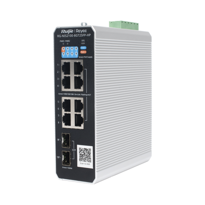 Switch Industrial PoE hasta , Ideal para temperaturas Extremas y protección contra descargas, 1 x PoE++ Port, 7 x PoE+ Ports, and 2 x SFP Uplink Ports