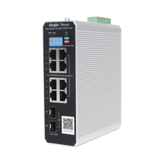 Switch Industrial PoE hasta , Ideal para temperaturas Extremas y protección contra descargas, 1 x PoE++ Port, 7 x PoE+ Ports, and 2 x SFP Uplink Ports