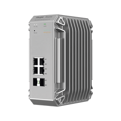 Switch Industrial PoE hasta , Ideal para temperaturas Extremas y protección contra descargas, 4 Puertos Gigabit PoE 802.3 af/at, 2 puertos SFP Administrable Cloud