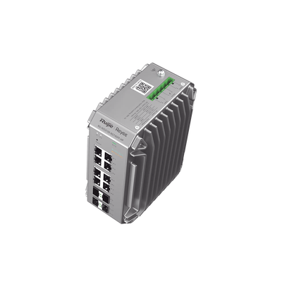 Switch Industrial PoE, Ideal para temperaturas Extremas y protección contra descargas, 8 Puertos Gigabit PoE 802.3 af/at, 4 Puertos SFP Administrable Cloud