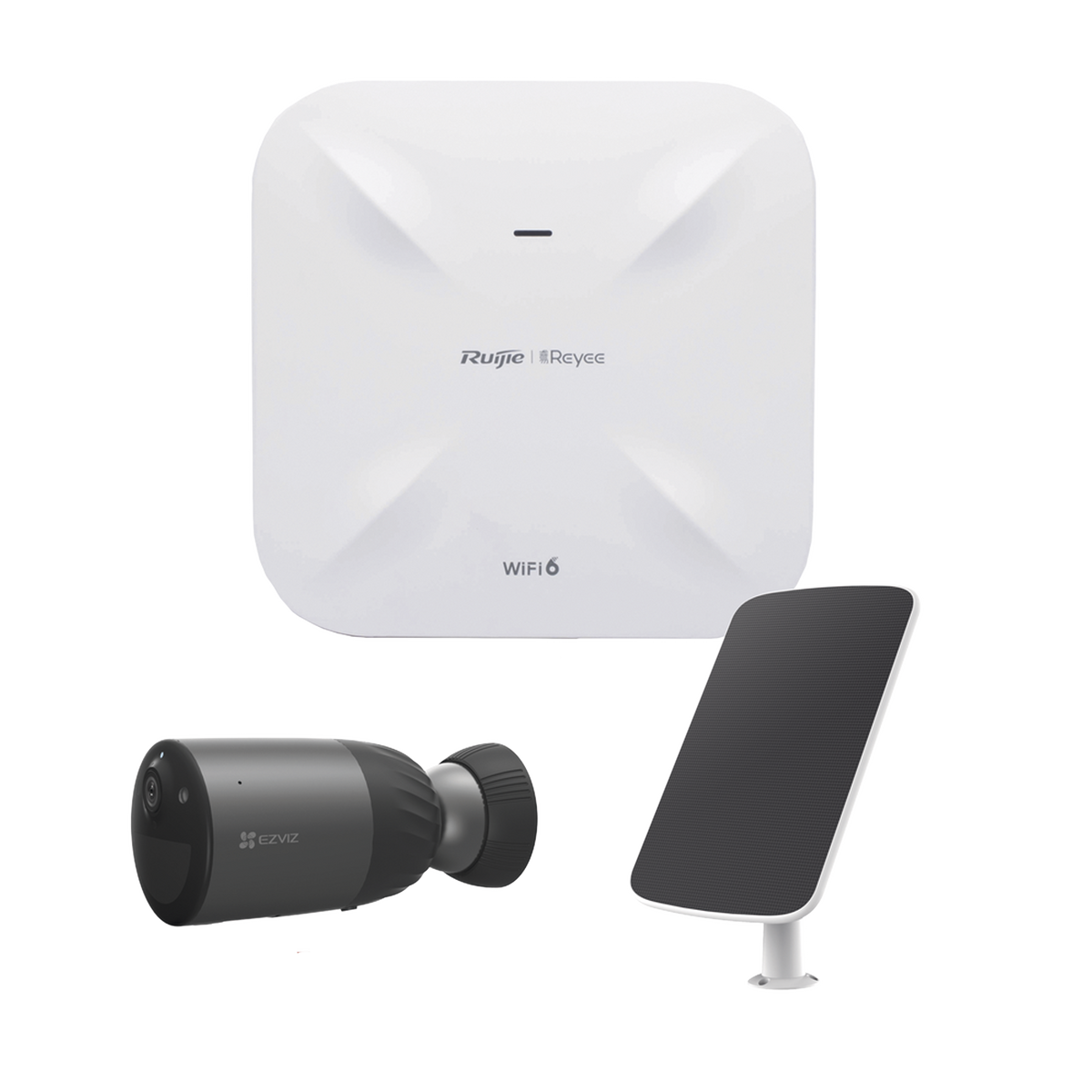 Kit de Cámaras Wi-Fi  con Access Point/ Incluye 1 Cámara de Batería  CS-BC1C / 1 Pane solar Mod. CS-CMT-SOLARPANEL-E / 1 Access Point RG-RAP6260(G)