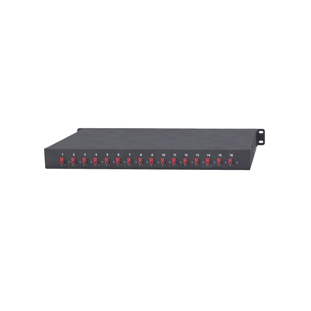 Fuente 12 Vcc /  Industrial / tipo RACK / 20 Amperes / 16 salidas / 1.25 Amperes por salida administrada / 2.5 Amperes por salida máxima
