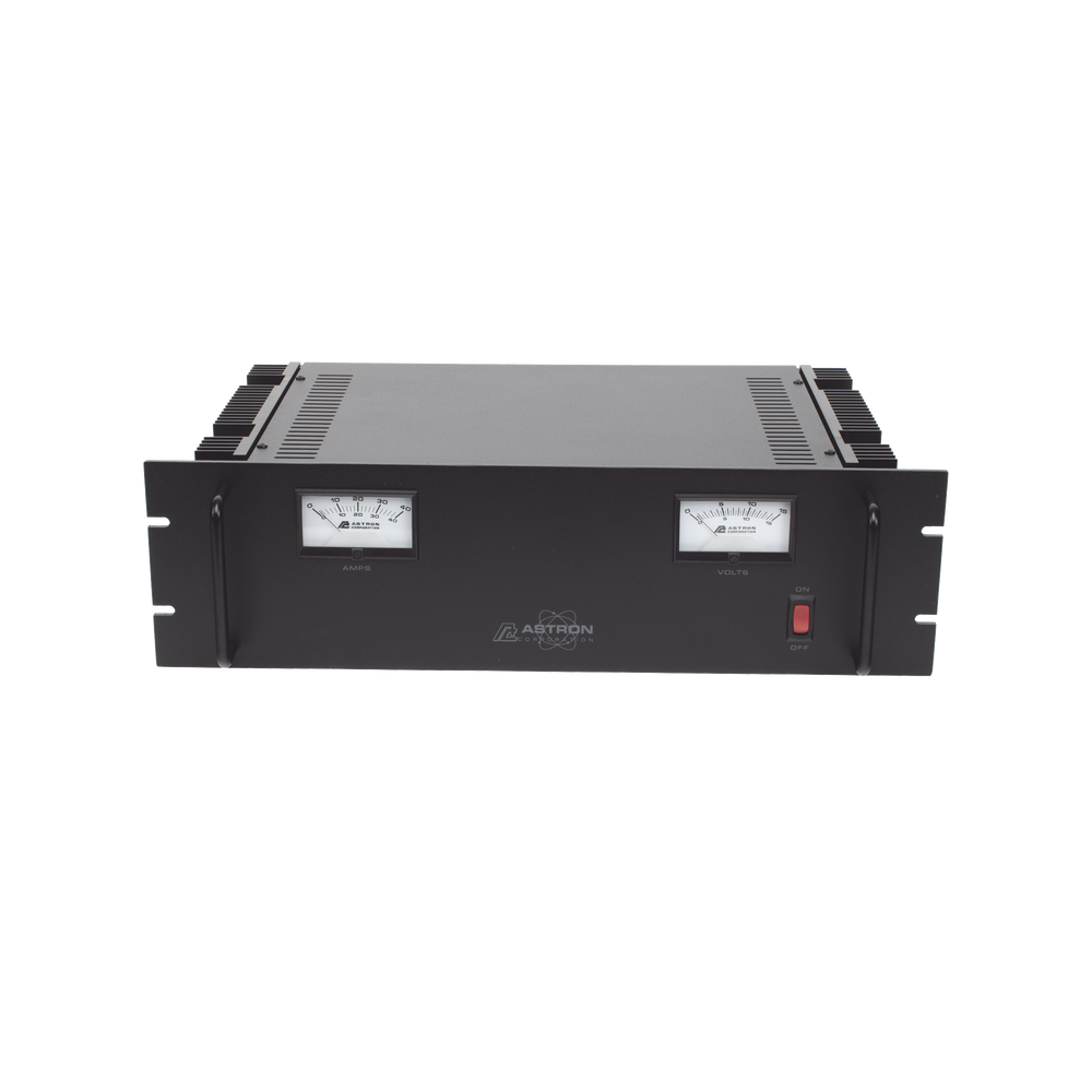 Fuente de poder  13.8Vcc, 35A, lineal regulada con circuito cargador de baterías, para instalación en rack