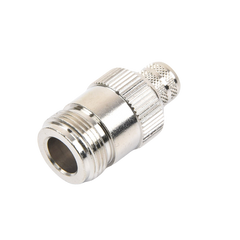 Conector N Hembra Inverso de Anillo Plegable para Cables 9913, RG-8/U, LMR-400, Grupo I, Níquel/ Oro/ Teflón.