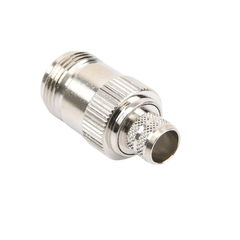 Conector N Hembra Inverso de Anillo Plegable para Cables 9913, RG-8/U, LMR-400, Grupo I, Níquel/ Oro/ Teflón.