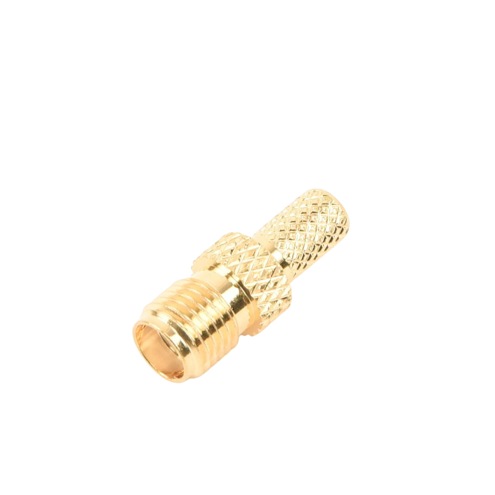 Conector SMA hembra inverso de anillo plegable para cable RG-58/U, Oro/ Oro Teflón.