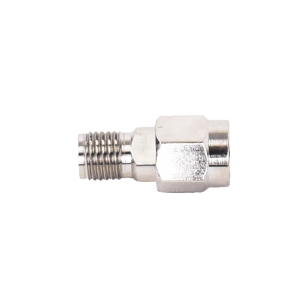 Adaptador en Línea de Conector SMA Macho Inverso a SMA Hembra, Níquel/ Oro/ Teflón.