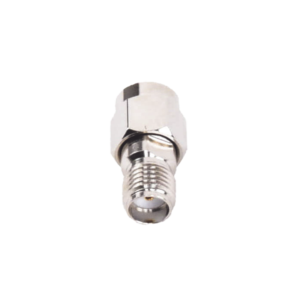 Adaptador en Línea de Conector SMA Macho Inverso a SMA Hembra, Níquel/ Oro/ Teflón.