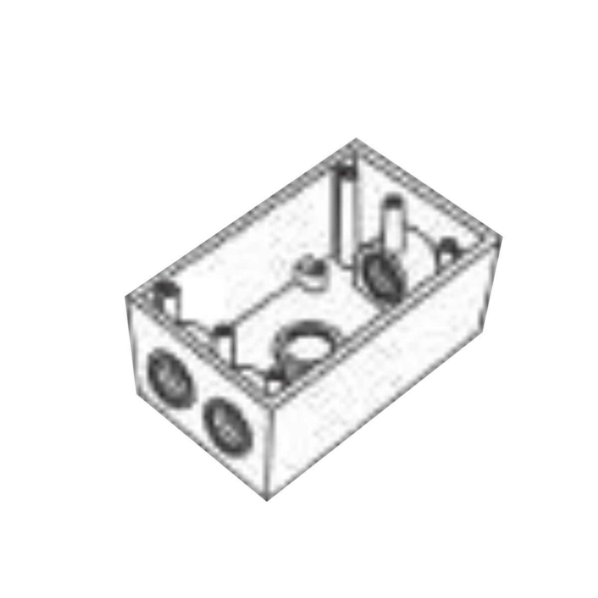 Caja Condulet FS de 3/4" ( 19.05 mm ) con cuatro bocas a prueba de intemperie.