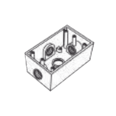 Caja Rectangular de 3/4" (19.05 mm ) con 4 bocas a prueba de intemperie.