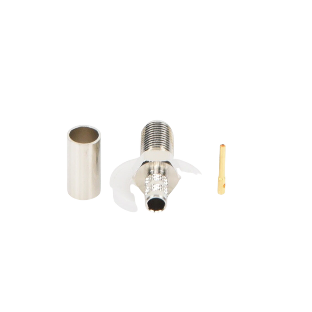 Conector SMA Hembra de Anillo Plegable para Cable RG-58/U, Niquel/ Oro / Teflón.