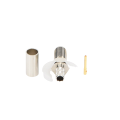 Conector SMA Hembra de Anillo Plegable para Cable RG-58/U, Niquel/ Oro / Teflón.