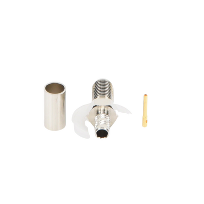 Conector SMA Hembra de Anillo Plegable para Cable RG-58/U, Niquel/ Oro / Teflón.