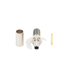 Conector SMA Hembra de Anillo Plegable para Cable RG-58/U, Niquel/ Oro / Teflón.