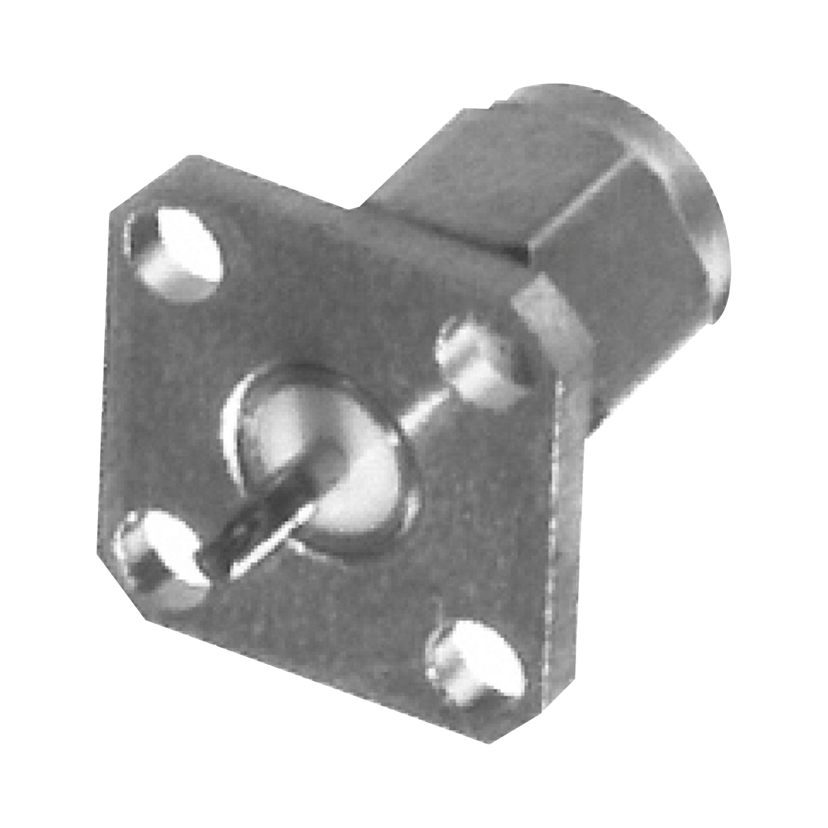 Conector SMA Macho de Montaje en Panel de 4 Perforaciones y Terminal Soldable, Níquel/ Oro/ Teflón.â€‹