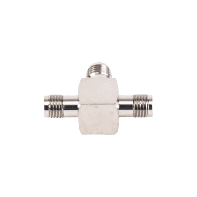Adaptador en Forma T, de Triple Conectores SMA Hembra, Níquel/ Oro/ Teflón.