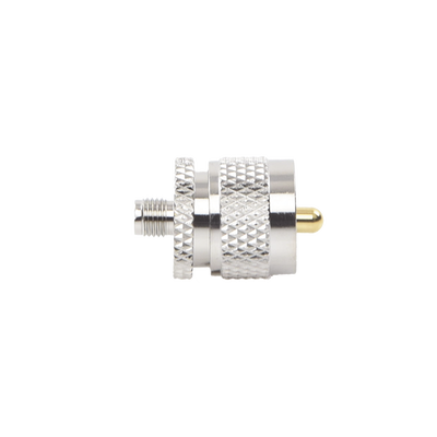Adaptador en Línea de Conector SMA Hembra a UHF Macho (PL-259), Níquel/ Oro/ Teflón.