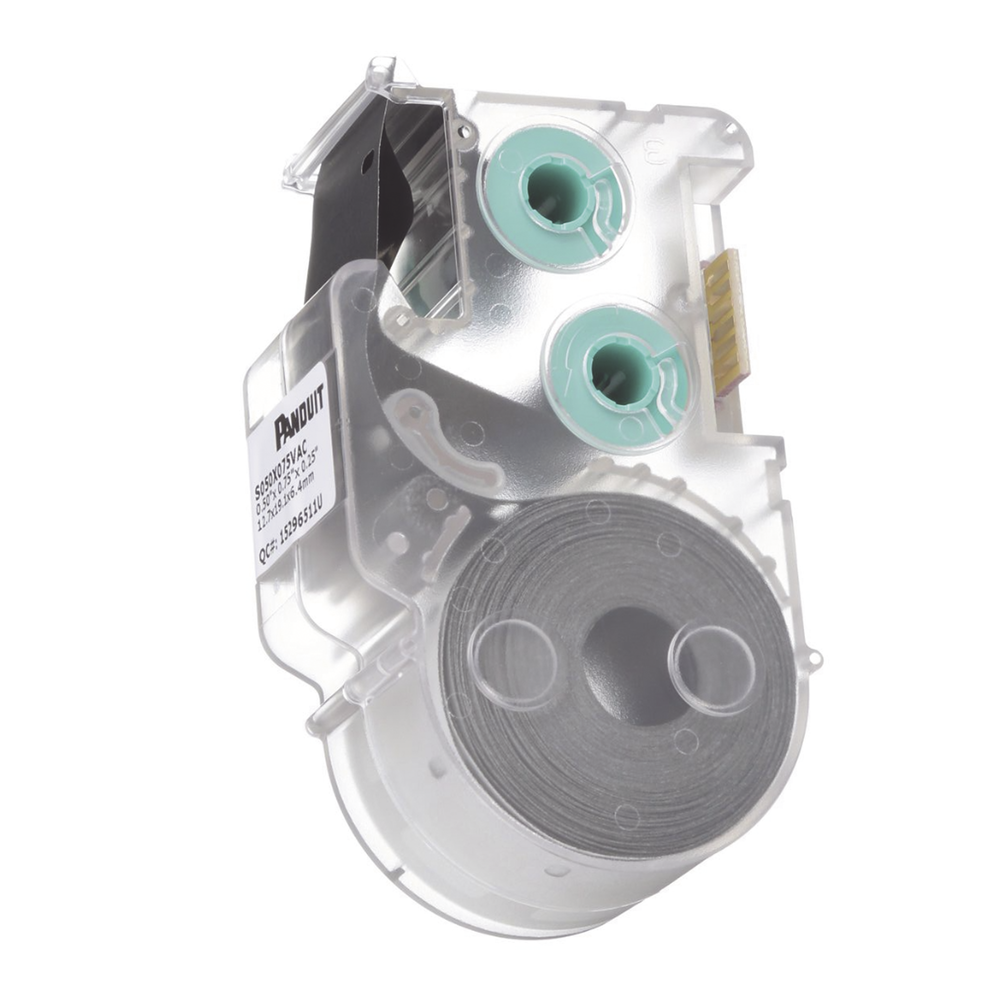 Casete de 450 Etiquetas Autolaminadas de 12.7 x 19.1 mm (0.5 x 0.75 pulgadas), para Cables de 2 a 4 mm (0.08 a 0.16 pulgadas) de Diámetro, Área de Impresión Color Blanco