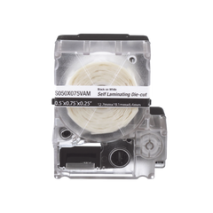 Casete de 200 Etiquetas Autolaminadas de 12.7 x 31.8 mm (0.5 x 1.25 pulgadas), para Cables de 3.1 a 7 mm (0.12 a 0.28 pulgadas) de Diámetro, Área de Impresión Color Blanco