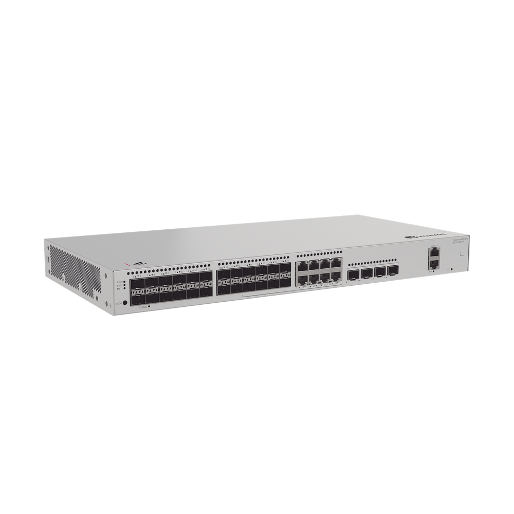 Switch de Distribución/Core Gigabit Administrable  Capa 3 / 24 puertos 1GE SFP ( Combo con 8 Puertos 10/100/1000 Mbps) / 4 Puertos 10GE SFP+ Uplink / ERPS / Rutas Estáticas / iStack / Administración Nube Gratis