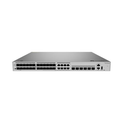 Switch Empresarial Core Gigabit Administrable  Capa 3 / 24 puertos 1GE SFP ( Combo con 8 Puertos 10/100/1000 Mbps) / 4 Puertos 10GE SFP+ Uplink / 2 Puertos 10GE SFP+ (Stack) / ERPS / Ruteo Dinámico (RIP, OSPF, IS-IS y BGP)  / iStack / Administraci&