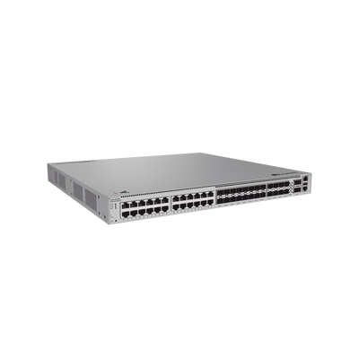 Switch Empresarial Core Híbrido Administrable Capa 3 / 24 puertos 10/100/1000 mbps / 16 Puertos SFP+ 10GE / 8 Puertos 25GE SFP28  / 2 Puertos 40/100GE QSFP28  / iStack / Ruteo Dinamico (RIP, OSPF, IS-IS y BGP) / Fuente redundante / Nube Gratis